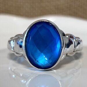 John Hardy JAI Faceted Blue Stone Ring Sterling Silver 925 Size 9